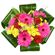 Spring. Bright and cheerful flower arrangement of roses, gerberas and spray chrysanthemums. Malaysia