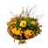 Sunlight. This well-balanced arrangement of yellow roses and a gerbera will express your warmest feelings.