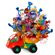 Cheerful lorry. Bouquet of candies decorated from a toy truck