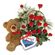 You are My Valentine!. A basket of red roses with greens, plush teddy and delicious  chocolates in a heart-shaped box.

